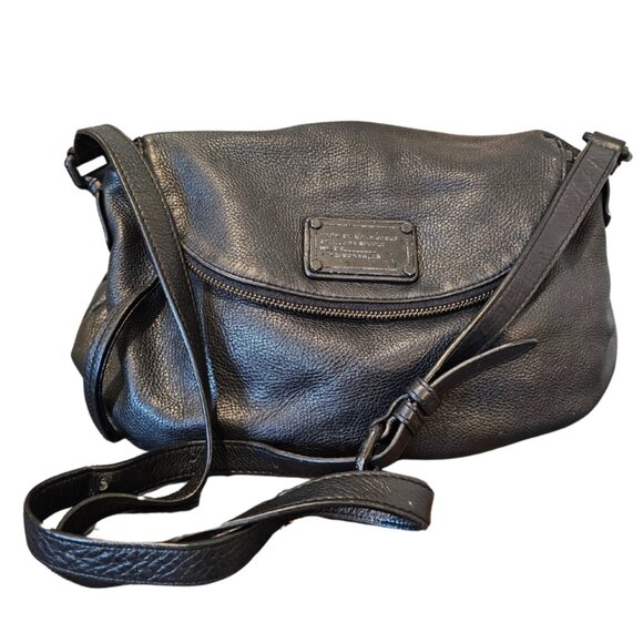 MARC BY MARC JACOBS Classic Q Natasha BLACK Leather Crossbody All Black ~1990's - Picture 1 of 16